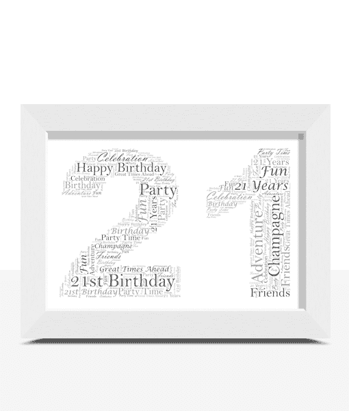 Personalised 21st Birthday Word Art Gift Print Birthday Gifts