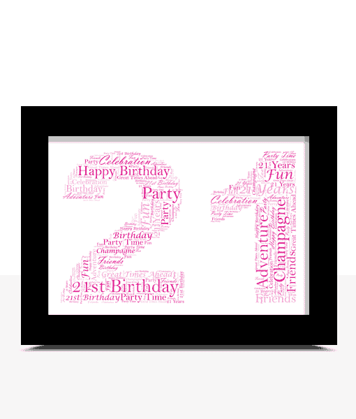 Details about   Personalised Birthday 21st Word Art Card For Her Friend Any Name Number Frame 