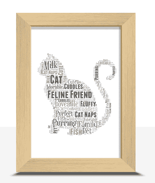 Personalised Cat Word Art Print Animal Prints