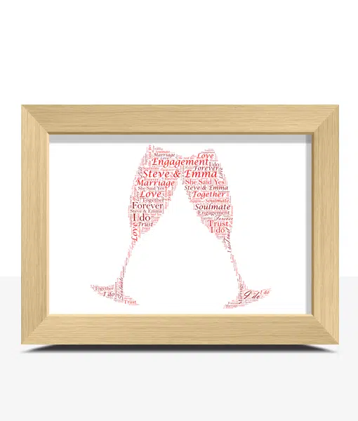 Personalised Champagne Flutes Word Art Picture Gift Anniversary Gifts