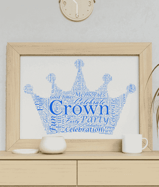 Personalised Crown Word Art Baby Shower Gifts