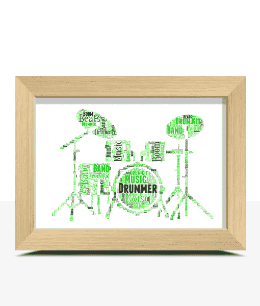Personalised Drummer Gift Idea Add Your Own Words Drum Word Art Print 