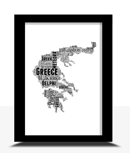 Personalised Greece Mainland Word Art Map Maps