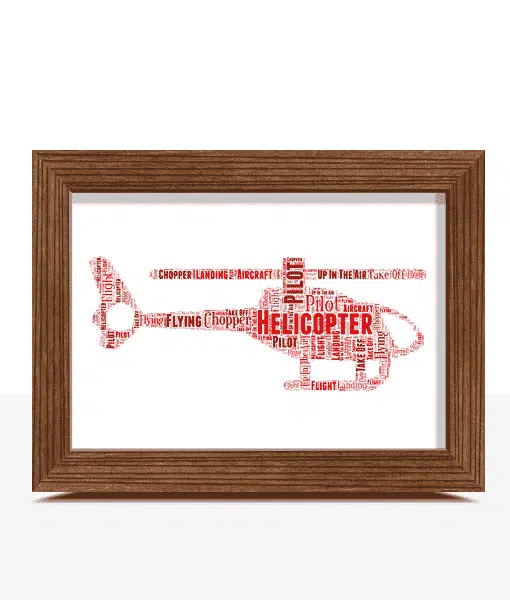 Personalised Helicopter Word Art Picture Frame Gift Travel