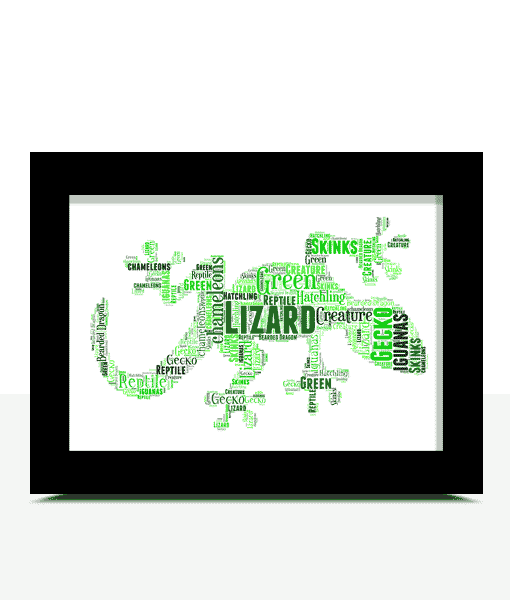 Personalised Gecko Lizard Word Art Print Animal Prints