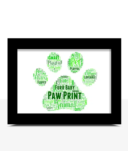 Personalised Animal Paw Print Word Art Picture Frame Animal Prints