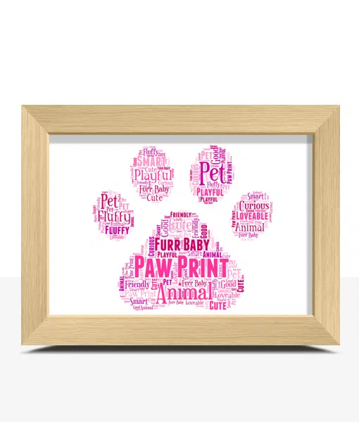 Personalised Animal Paw Print Word Art Picture Frame Animal Prints