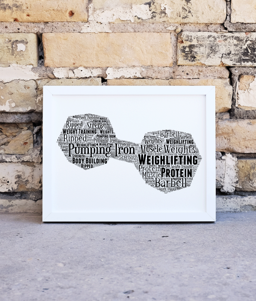 Personalised Dumbbell Word Art Print – Weightlifter Gift Sport Gifts