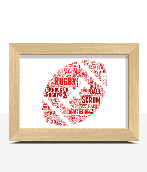 Personalised RUGBY Ball Word Art Print Dad Friend Family Gift Print ONLY