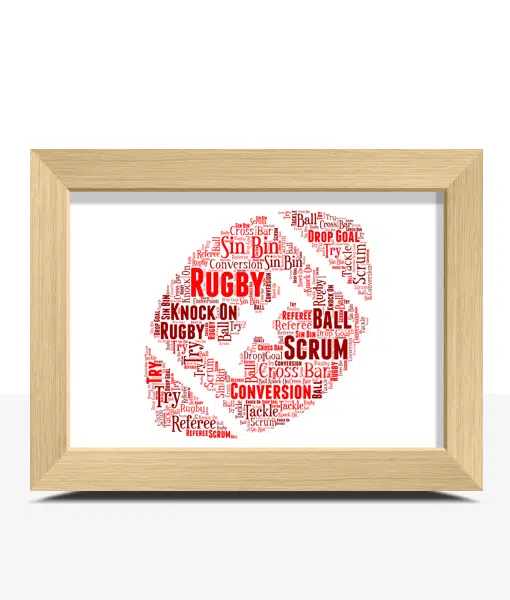 Personalised Rugby Ball Word Art – Rugby Player Gift Fathers Day Gifts