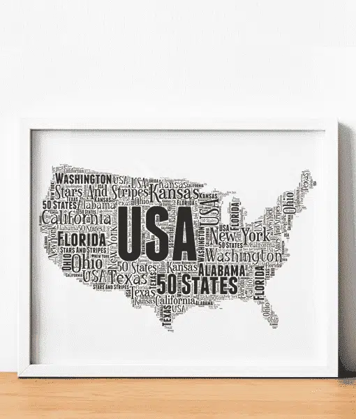 Personalised USA Word Art Map Maps