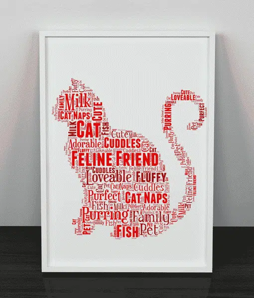 Personalised Cat Word Art Picture Print Animal Prints