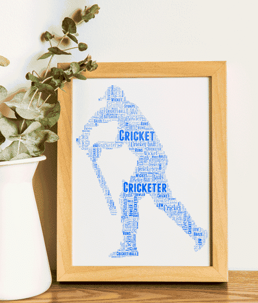Personalised Cricket Player Word Art Gift Sport Gifts