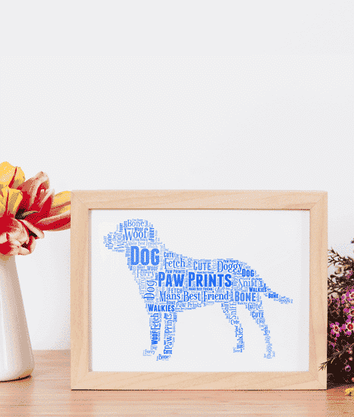 Dog Paw Personalised Word Art Print Gift  Magnetic Christmas Birthday 