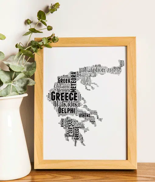 Personalised Greece Mainland Word Art Map Maps