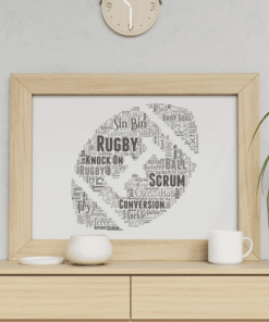 Personalised Rugby Ball Christmas Birthday Word Art Gift Print Father's Day 