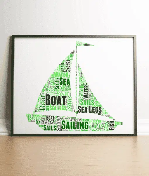 Personalised Sailing Boat Word Art Retirement Gifts