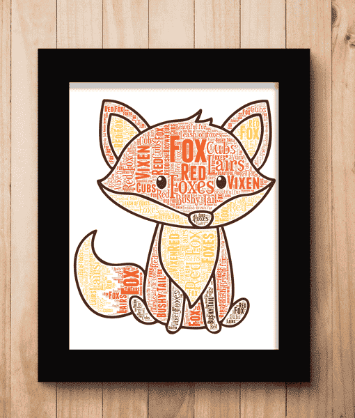 Personalised Fox Word Art Animal Prints