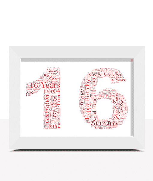 Personalised 16th Birthday Word Art Gift Birthday Gifts