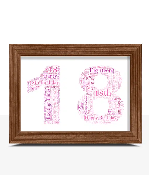 Personalised 18th Birthday Word Art Picture Print Gift Birthday Gifts