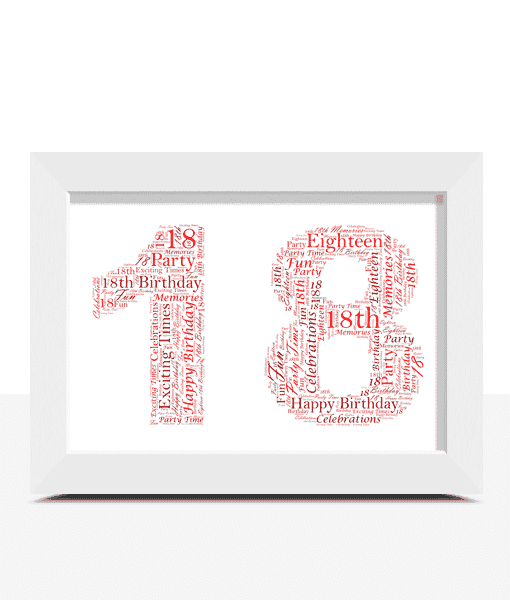 Colour choice and Your Words framed 18th Birthday Gift Personalised Word Art Typography Print Poster Card A5 A4 A3 with or without Frame 