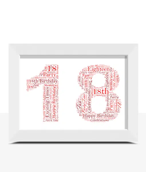 Personalised 18th Birthday Word Art Picture Print Gift Birthday Gifts