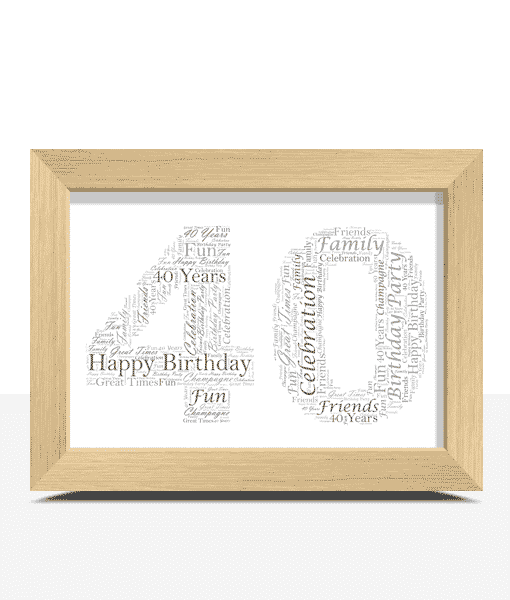 40th Birthday – Anniversary Word Art Gift Anniversary Gifts