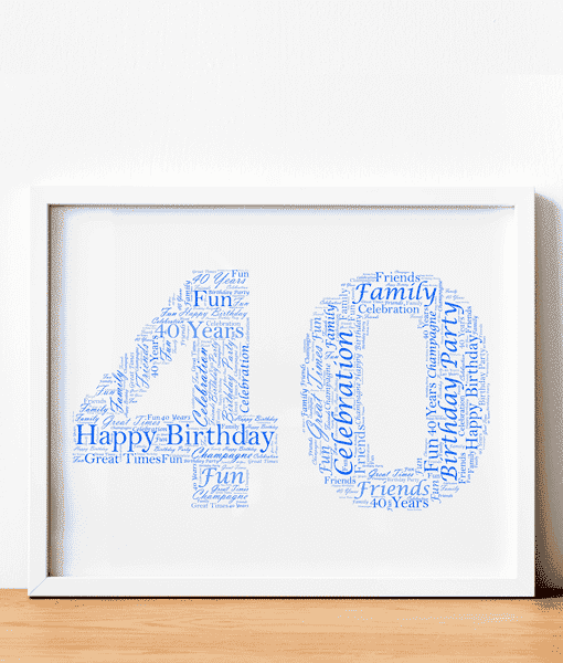 40th Birthday – Anniversary Word Art Gift Anniversary Gifts