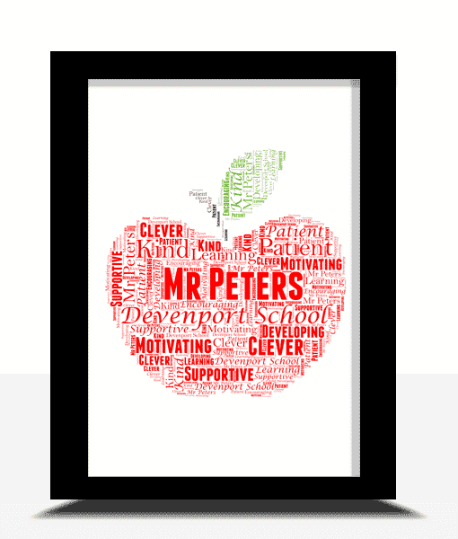 Apple Word Art Print – Personalised Teacher Gift Food And Drink