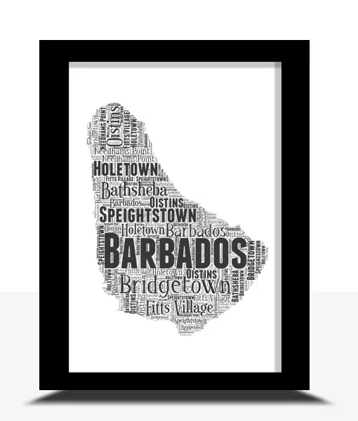 Personalised Barbados Word Art Map Maps