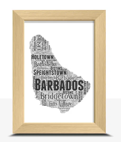 Personalised Barbados Word Art Map Maps