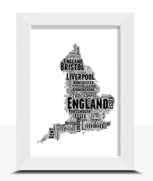 Personalised England Word Art Maps