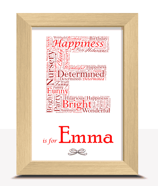 Personalised Letter – Name Initial Word Art Print Gift Baby Shower Gifts