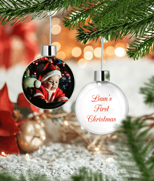 Christmas Photo Bauble Gift with Personalised Message Christmas