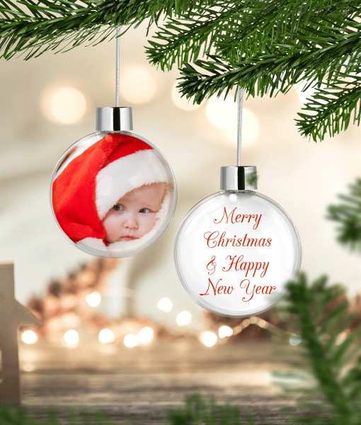 Christmas Photo Bauble Gift with Personalised Message Christmas