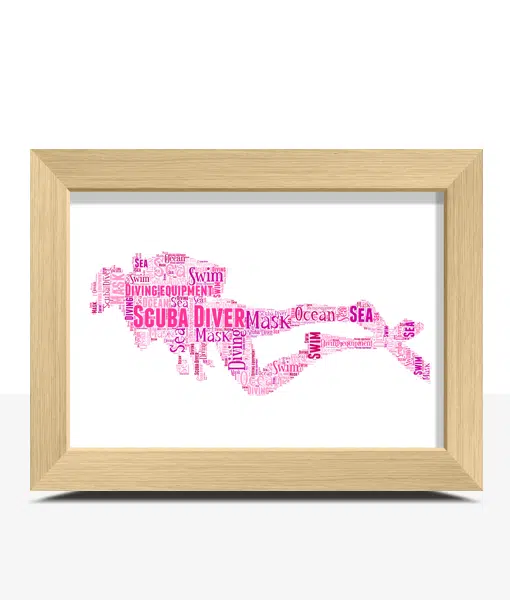 Personalised Scuba Diver Word Art Gift Sport Gifts