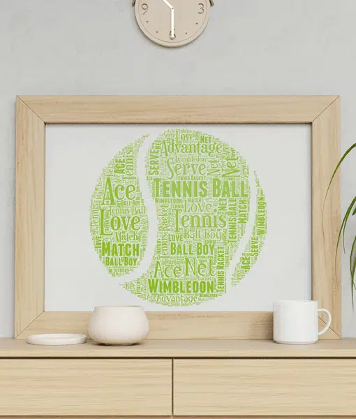Tennis Ball Word Art – Personalised Tennis Player Gift Sport Gifts