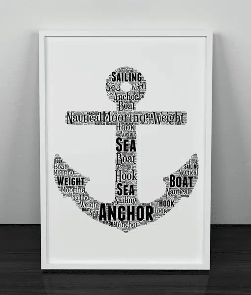 Anchor Word Art Print Picture Frame – Personalised Sailor Gift Sport Gifts