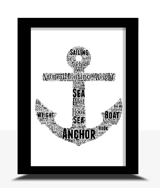 Anchor Word Art Print Picture Frame – Personalised Sailor Gift Sport Gifts