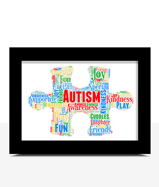 Personalised Autism Jigsaw Puzzle Piece Word Art Healthcare Gifts