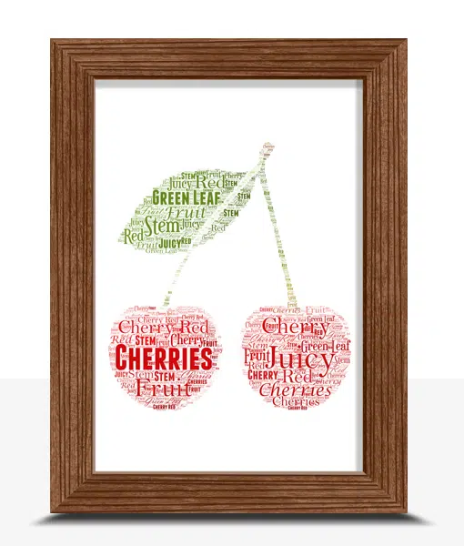 Personalised Cherries Word Art Print – Cherry Gift Food And Drink