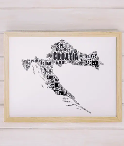 Personalised Croatia Word Art Map Maps