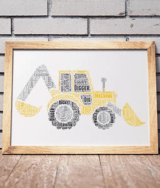 Personalised Digger Word Wall Art Picture Print Gift Gifts For Children