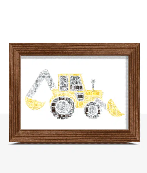 Personalised Digger Word Wall Art Picture Print Gift Gifts For Children