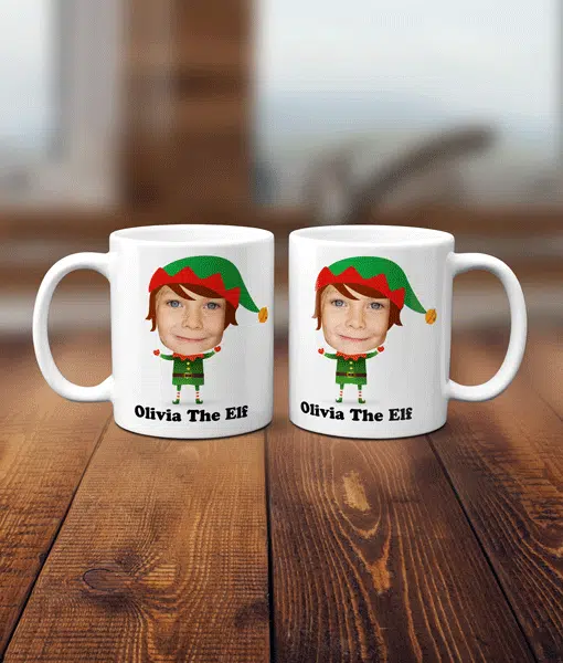 Christmas Elf Face Photo Mug – Fun Elf Gift Birthday Gifts