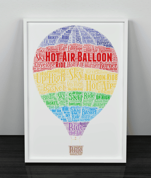 Personalised Hot Air Balloon Word Art Picture Gifts For Children