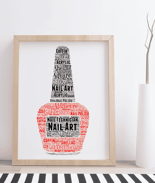 Personalised Beauty Therapist Gift – Nail Polish Word Art Gifts For Her