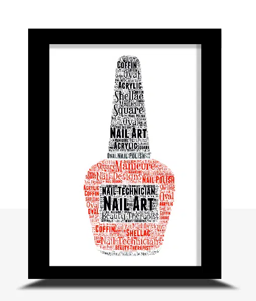 Personalised Beauty Therapist Gift – Nail Polish Word Art Gifts For Her