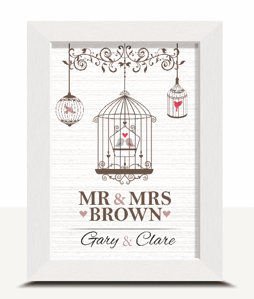 Personalised Love Birds Print Anniversary Gifts