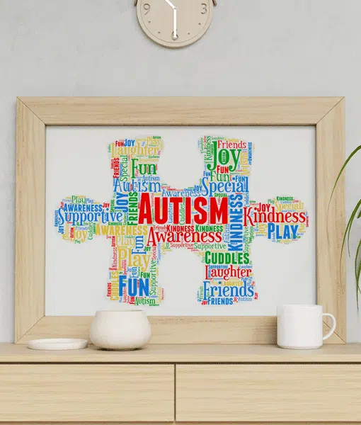 Personalised Autism Jigsaw Puzzle Piece Word Art Healthcare Gifts